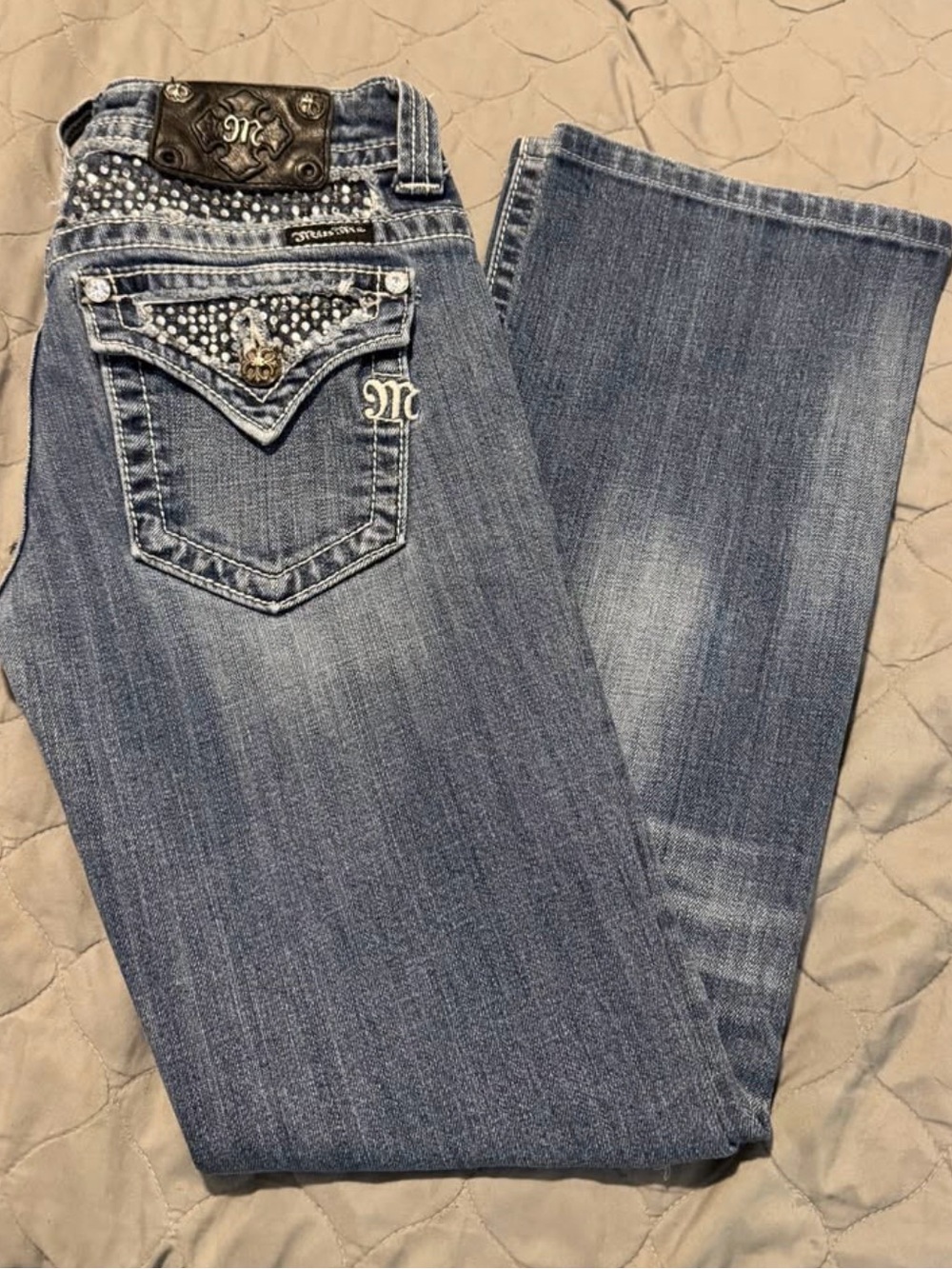 Miss Me Medium Blue Rhinestone Bootcut Jeans